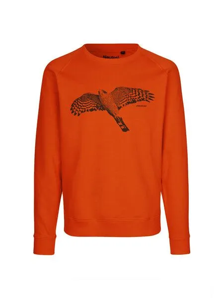 Peaces.bio - handbedruckte Biomode Peaces.bio - handbedruckte Biomode Bio Herren-Sweatshirt Sperber, Orange, – Produktbild 1 von 2
