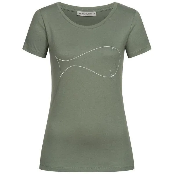 NATIVE SOULS Native Souls T-Shirt Damen - Whale, Moss green, – Produktbild 1 von 1