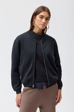 People Wear Organic People Wear Organic Strick Blouson, blau uni – Produktbild 1 von 1