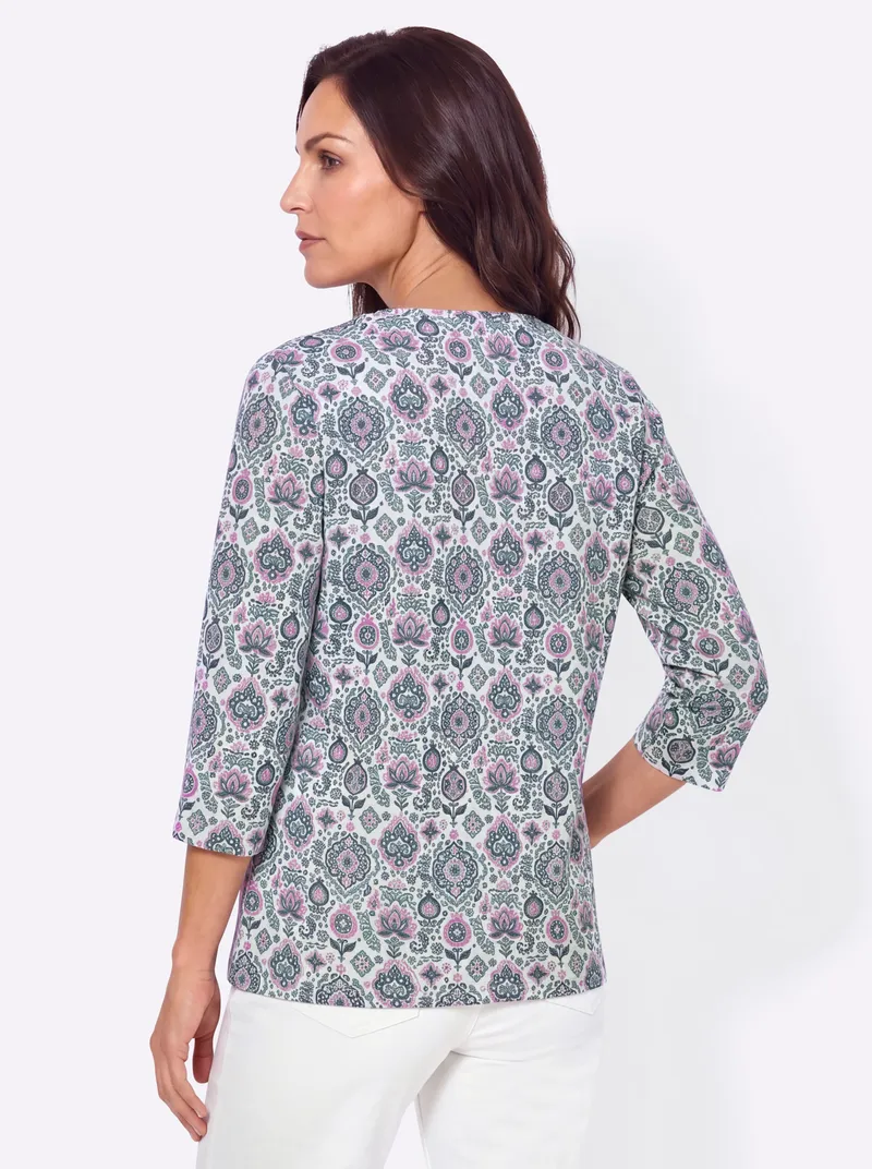 Witt Witt Print-Shirt ecru-rauchblau-bedruckt, Ecru-rauchblau-bedruckt, – Produktbild 2 von 2