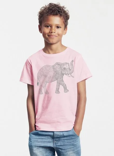 Peaces.bio - handbedruckte Biomode Peaces.bio - handbedruckte Biomode Bio-Kinder T-Shirt "Babyelefant", Rosa, – Produktbild 2 von 2