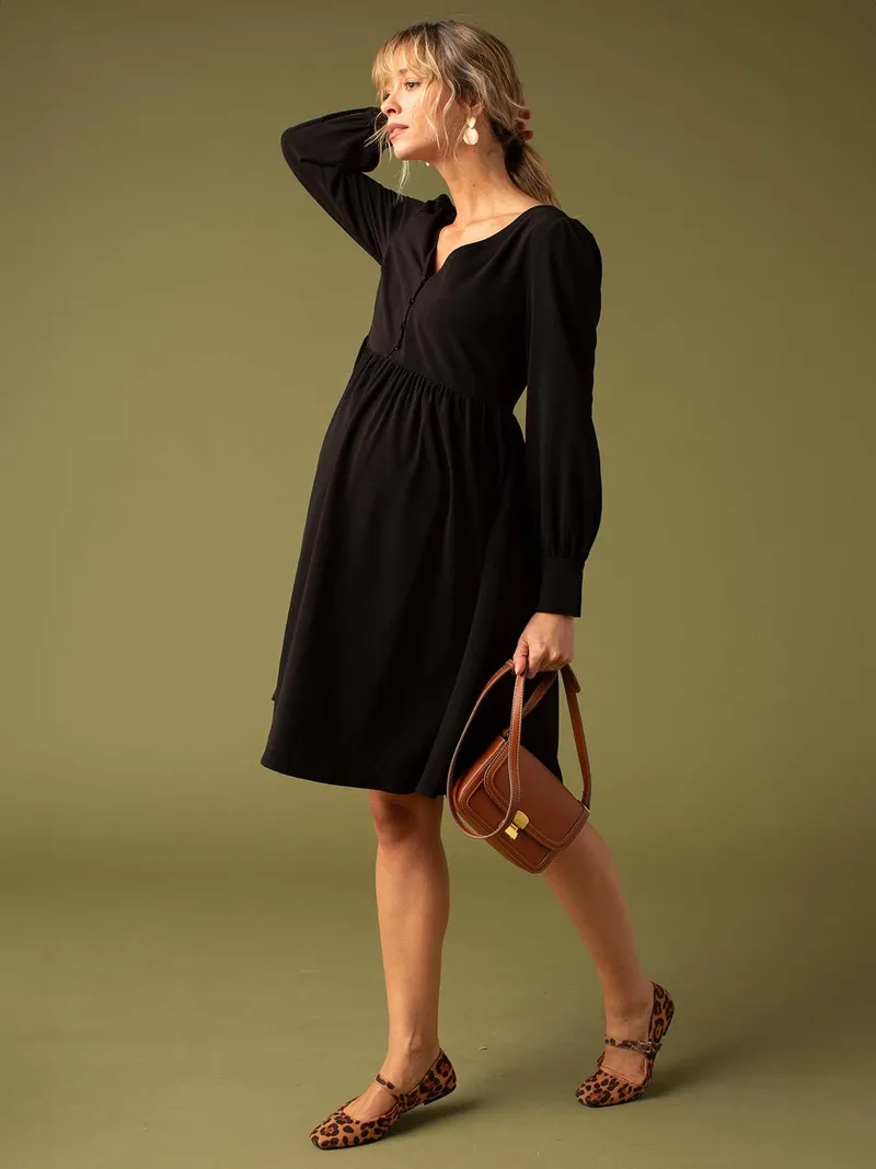 Envie De Fraise Elegantes Kleid für Schwangerschaft und Stillzeit mit Spitze ENVIE DE FRAISE, Schwarz, – Produktbild 2 von 3