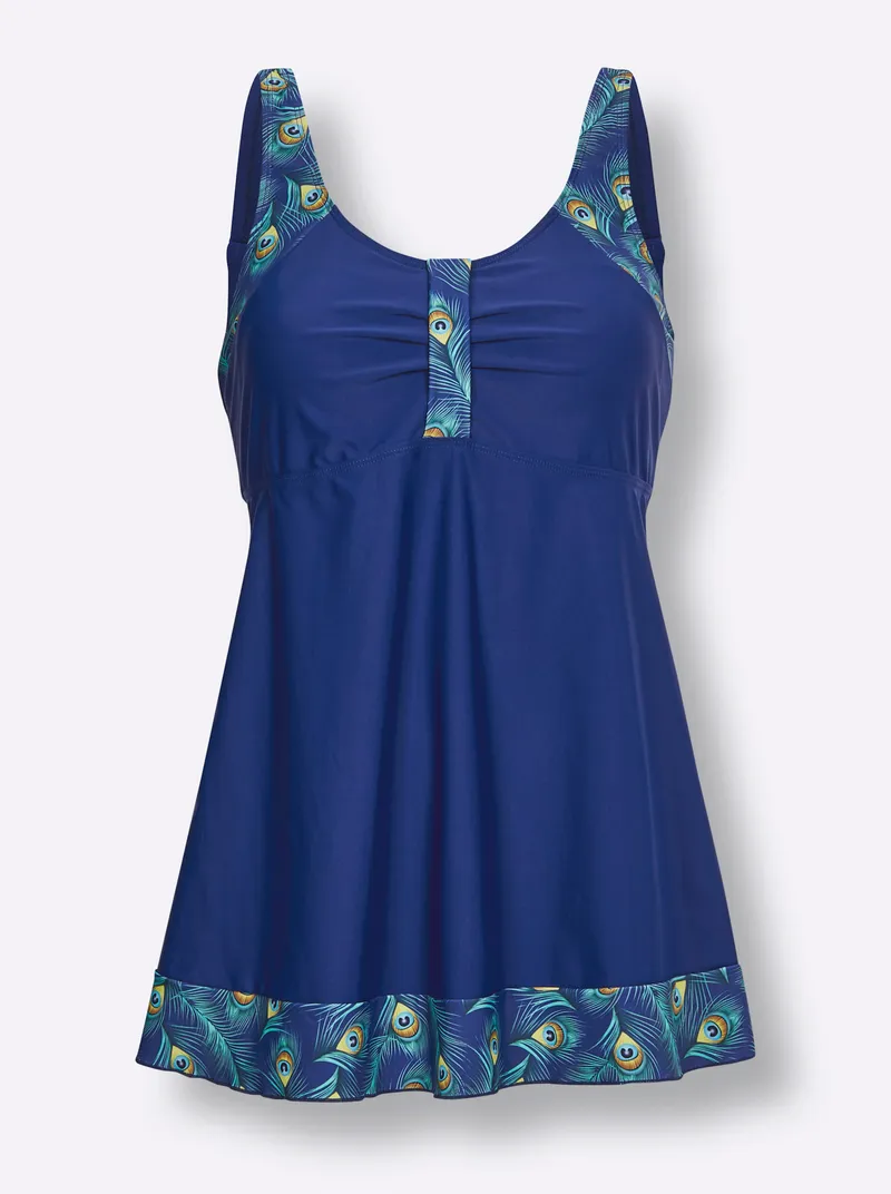 feel good Tankini-Oberteil royalblau-blaugrün-bedruckt, Royalblau-blaugrün-bedruckt, – Produktbild 1 von 2