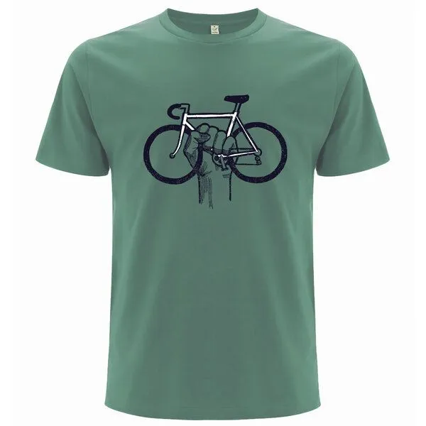 Spreecult Spreecult Fahrrad Faust - Bio und Fair - Männer Unisex T-Shirt - Bike Fixie Shirt, Sage green, – Produktbild 1 von 2