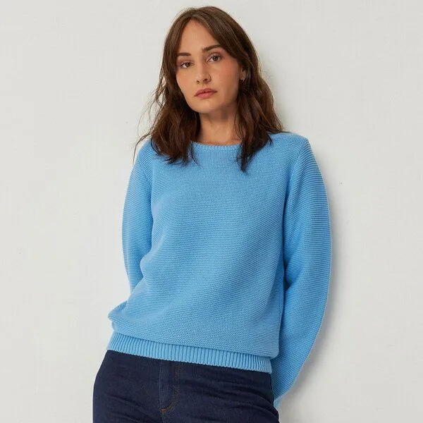SKFK SKFK Strickpullover IRADI, Sky blue, – Produktbild 1 von 4