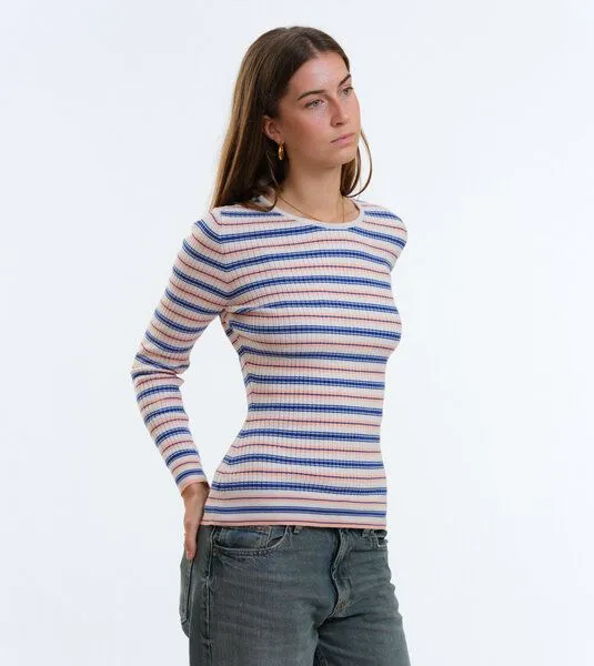 Gary Mash GARY MASH Gestrickter Slim Fit Pullover Yuma in Rippstrick, Streifen apricot (mehrfarbig), – Produktbild 4 von 4