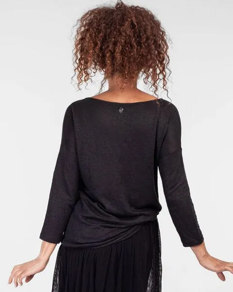 Alma & Lovis Alma & Lovis Sommer Leinenshirt aus Leinen-Jersey | Linen Pure, Schwarz, – Produktbild 4 von 4