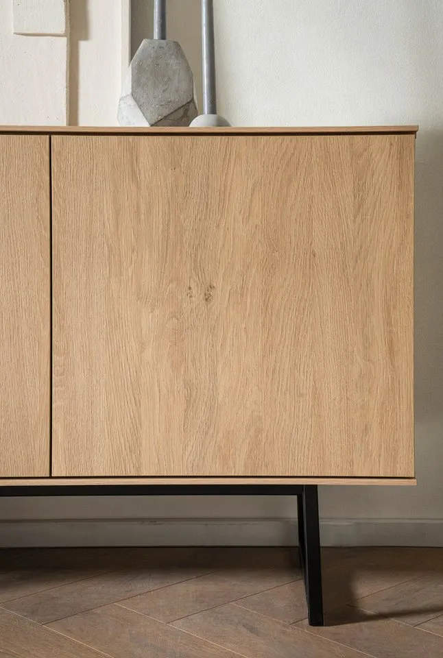Furn.Design Wohnwand Breda, (Wohnzimmer Set in Stone Eiche Dekor, 2-teilig, ca. 280 cm), 14 Fächer, Push-To-Open-Funktion, Beige, – Produktbild 5 von 5
