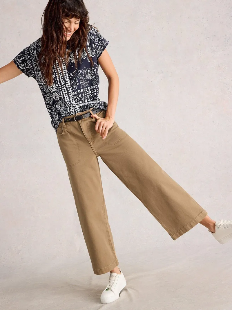 White Stuff 7/8-Jeans Tia mit weitem Bein - 38/R, Mittel tan, – Produktbild 2 von 4
