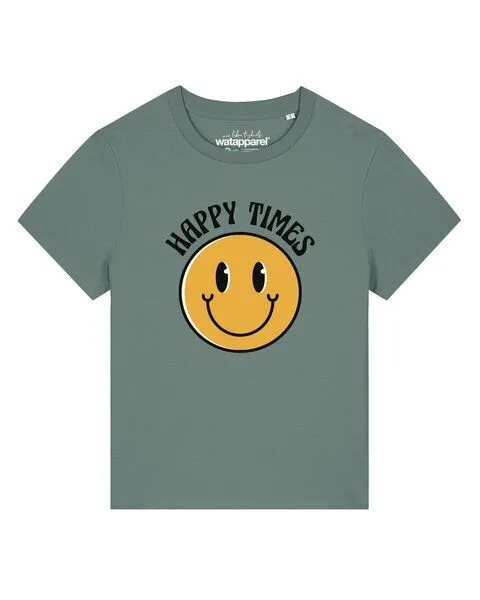 watapparel watapparel T-Shirt Frauen Happy times smiley emoji, Green bay, – Produktbild 1 von 2