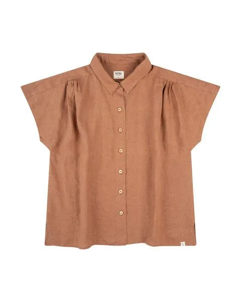 MATONA Matona Kurzarmbluse aus Leinen für Frauen / Linen Blouse, Coffee, – Produktbild 4 von 4