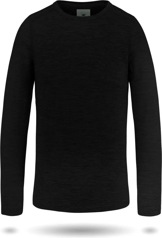 normani Funktionsshirt Kinder Merino Langarm Broome Thermounterwäsche aus 100% Bio-Merinowolle für Junge und Mädchen, Blau|schwarz, – Produktbild 2 von 5