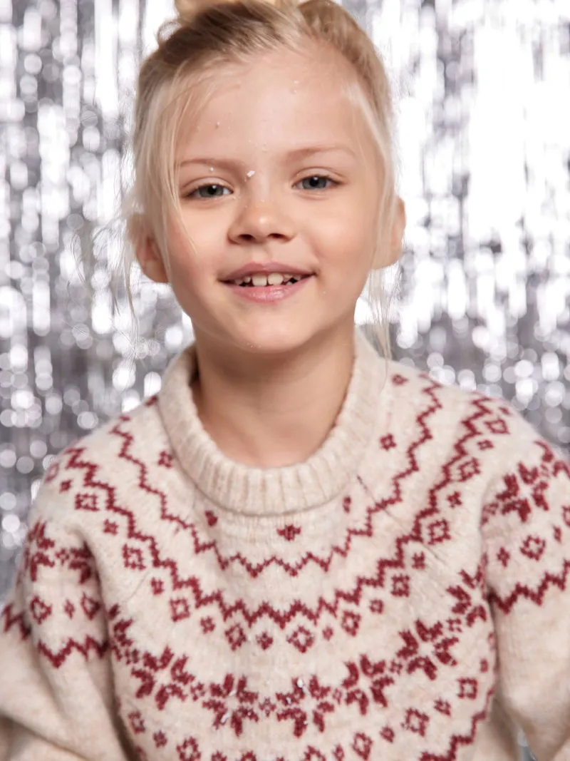 Envie De Fraise Weihnachts-Pullover Kinder Jacquardstrick-Capsule ENVIE DE FRAISE, Wollweiß, – Produktbild 3 von 4
