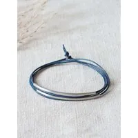 pikfine pikfine Tube Armband “Tingval” // silber, Indigo blau, – Produktbild 1 von 1