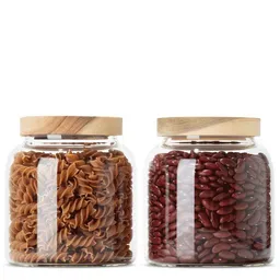 Econovo Econovo Vorratsgläser mit Holzdeckel | 900ml (Set 2-tlg.) | Kollektion Oval – Produktbild 1 von 1