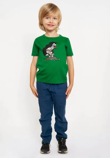 LOGOSH!RT LOGOSH!RT - Krtek - Der kleine Maulwurf - Hügel - Bio T-Shirt Print - Kinder - Jungen & Mädchen, Grün, – Produktbild 3 von 4