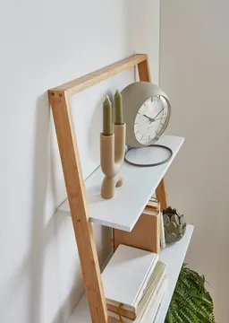 furnling Deko-Wandregal Littleo, 4 Ablageflächen, keine Wandmontage nötig, weiß/Bambus, Höhe 165 cm – Produktbild 1 von 1
