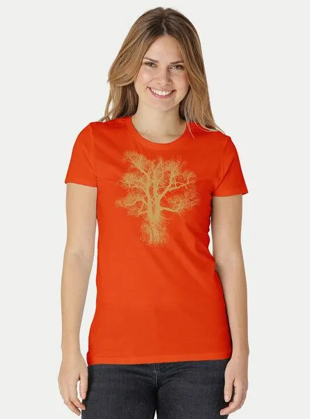Peaces.bio - handbedruckte Biomode Peaces.bio - handbedruckte Biomode Damen Biobaumwoll T-Shirt Chestnut, Grün, – Produktbild 3 von 3