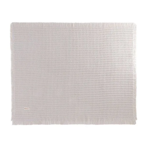 Bebekevi Bebekevi Babydecke Waffel-Musselin 85 × 105 cm | 100 % Baumwolle | 2-lagig | mit Fransen, Naturweiß, – Produktbild 4 von 4