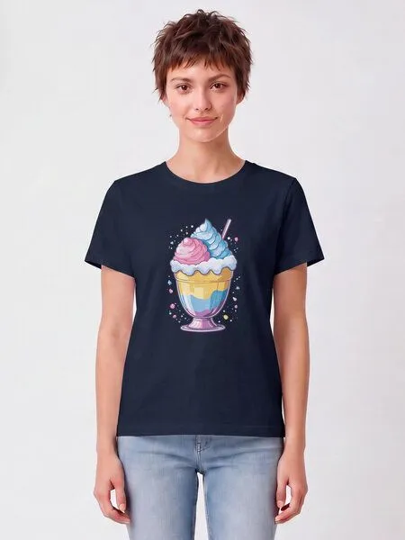 watapparel watapparel T-Shirt Frauen Eisbecher, French navy, – Produktbild 2 von 2
