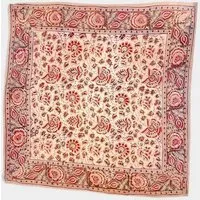 Der Lindwurm Der Lindwurm Kalamkari- Tuch (55x55 cm), Handdruck mit Pflanzenfarben, Rot/grün/beige, – Produktbild 1 von 1