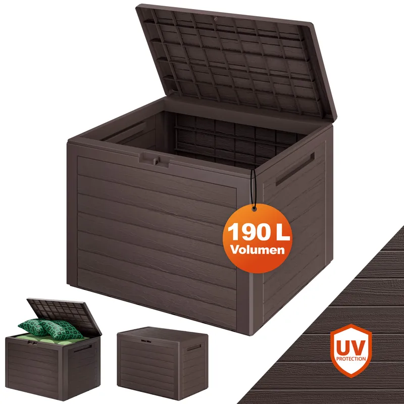 Casaria® Gartenbox Lille 190L Braun in Holzoptik wetterfest abschließbar, Braun, – Produktbild 2 von 2
