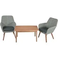 Gartenmöbel-Set "RAPALLO/PUEBLO" 3-tlg. 1 Tisch Akazie, 2 Sessel Kunststoffgeflecht grau – Produktbild 1 von 1
