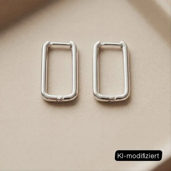 ELEKTROPULLI ELEKTROPULLI Geschlossene Rechteck Creolen ca. 20 mm x 13 mm, Silber, – Produktbild 1 von 3