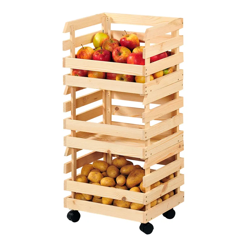 Kesper Kesper Kartoffel- & Obsthorde aus Kiefernholz, mit Rollen, 37 x 30 x 80 cm – Produktbild 1 von 4