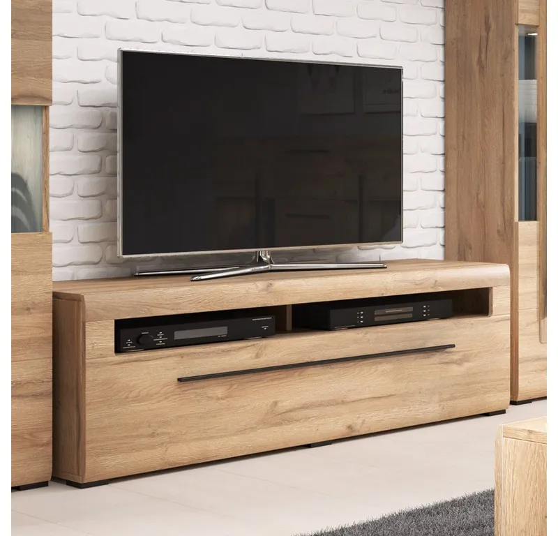 Lomadox Lowboard TURDA-83, TV Eiche Grandson Nb. modern mit Schubkasten, B/H/T: ca. 140/52/50 cm, Braun, – Produktbild 3 von 5