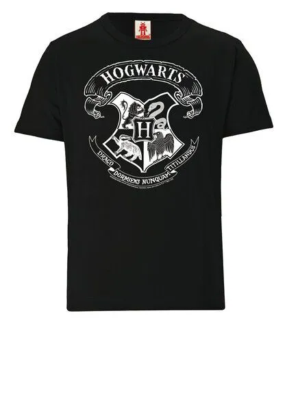 LOGOSH!RT LOGOSH!RT - Harry Potter - Hogwarts Logo (Weiß) - Bio T-Shirt - Kinder, Schwarz, – Produktbild 1 von 4