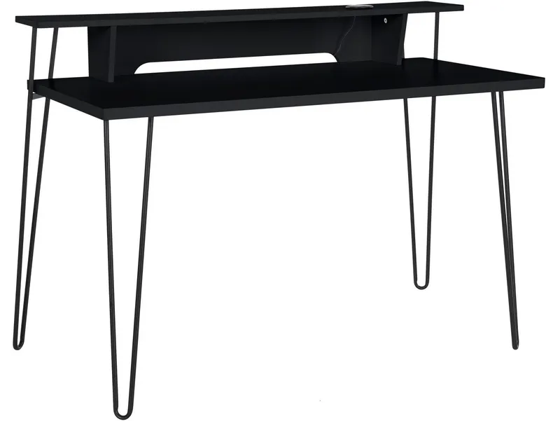 loft24 Schreibtisch Newline - Arbeitstisch Bürotisch Computertisch PC Tisch Schreibpult, mit kabelloser Ladestation und Kabeldurchführung, Breite 115 cm, Schwarz, – Produktbild 1 von 4