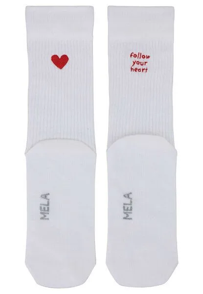 MELA Gerippte Socken Stickerei 2 Paare | von MELA | Fairtrade & GOTS zertifiziert, Weiss / herz folgen, – Produktbild 1 von 2