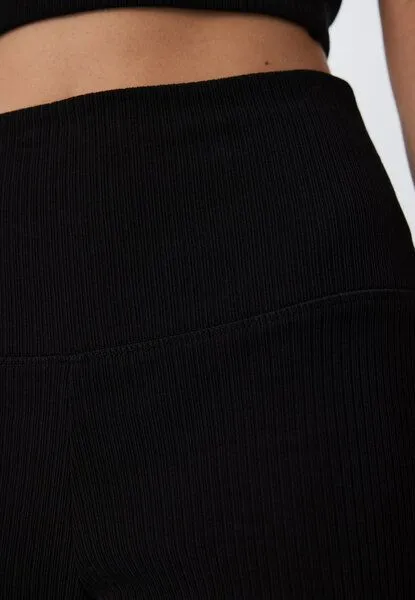 Leela Cotton Leela Cotton Damen Ripp-Hose aus 100% Bio-Baumwolle, Schwarz, – Produktbild 3 von 3