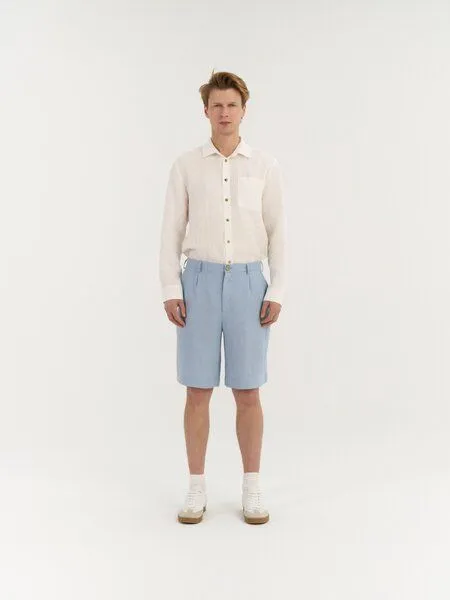 AmourLinen AmourLinen Bundfalten-Leinenshorts für Herren MARCO, Hellblau (blau), – Produktbild 1 von 2