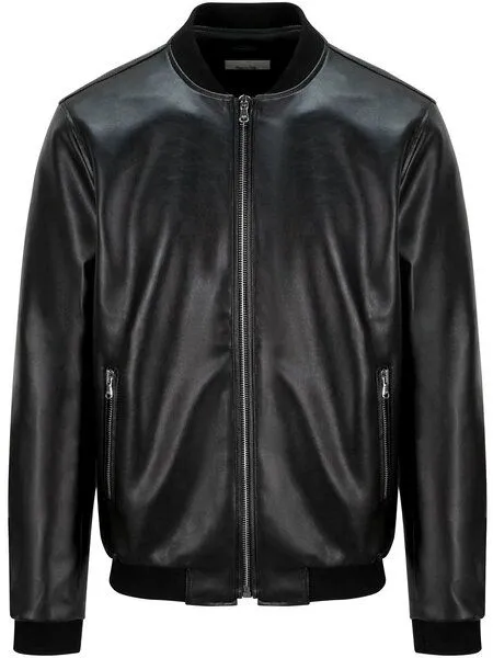 Will's Vegan Shop Will's Vegan Shop Bomberjacke Schwarz vegan Leder Herren, Black, – Produktbild 1 von 1