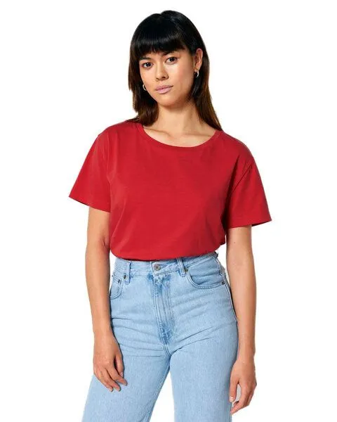 YTWOO YTWOO Damen-Scoop-Neck-T-Shirt aus Bio-Baumwolle, Rot, – Produktbild 2 von 4