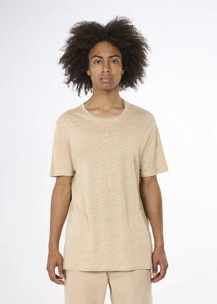 KnowledgeCotton Apparel KnowledgeCotton Apparel Herren T-Shirt "Linen Tee" - GOTS/Vegan, Safari (beige), – Produktbild 1 von 4