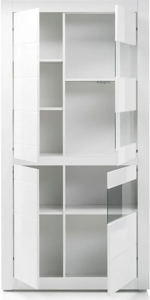 Home affaire Vitrine Carat Höhe 198 cm, zwei Leisten angeliefert, 1 x grau, 1 x weiss, Weiß, – Produktbild 8 von 8