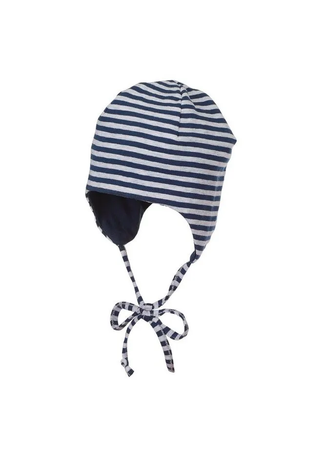 Sterntaler Sterntaler Beanie OCS Wende-Mütze (1-St) Babymütze aus Baumwolle mit Bindeband und Ohrenklappen, Blau, – Produktbild 1 von 5