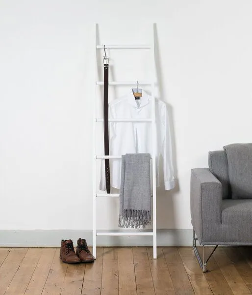 kleiderleiter_de kleiderleiter_de Kleiderleiter volllackiert in vielen verschiedenen Farben aus massiver Buche, Weiss, – Produktbild 1 von 4