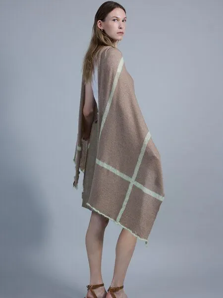 Susan's Fashion Susan's Fashion beige-brauner Merinowollschal Theresa, Braun, – Produktbild 4 von 4