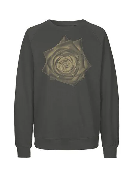 Peaces.bio - handbedruckte Biomode Peaces.bio - handbedruckte Biomode Bio Damen Sweatshirt Loose Fit Rose, Graphitgrau, – Produktbild 1 von 3