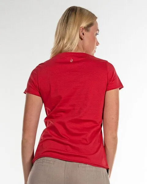 Alma & Lovis Alma & Lovis Shirt aus Bio-Baumwolle | V-Neck Shirt, Scarlet (dunkelrot), – Produktbild 4 von 4