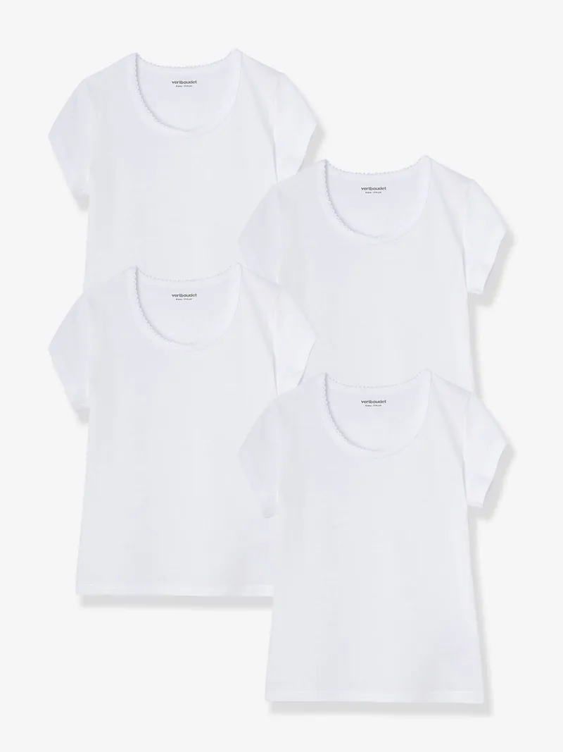 Vertbaudet 4er-Pack Mädchen T-Shirts BASIC, Weiß, – Produktbild 1 von 2