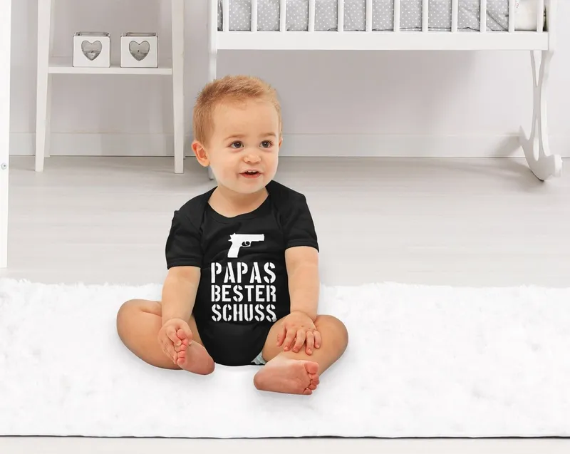 MoonWorks Body Papas bester Schuß Baby Body Moonworks®, Schwarz, – Produktbild 1 von 5