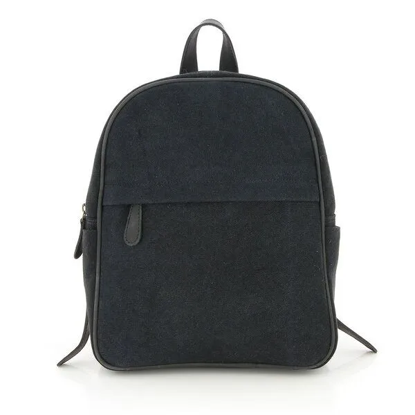 GLOBO Fair Trade GLOBO Fair Trade Kleiner Rucksack aus Canvas & mattem Ökoleder, Schwarz, – Produktbild 1 von 4