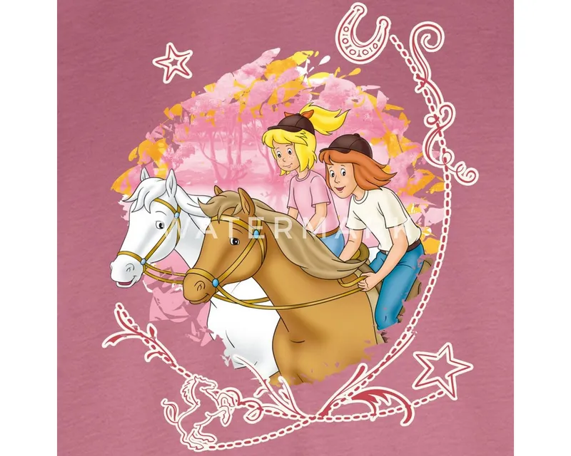 Spreadshirt T-Shirt Bibi Und Tina Wettreiten Im Wald Kinder Premium Langarmshirt (1-tlg) Normaler Schnitt für optimale Passform, Rosa, – Produktbild 2 von 4