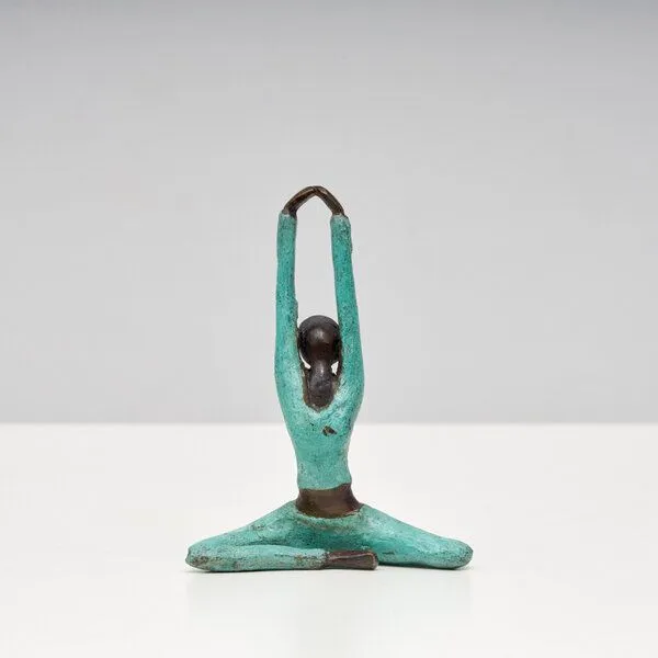 Moogoo Creative Africa Moogoo Creative Africa Bronze-Skulptur Yoga "Barbara" | by Hamidou | Unikate, Türkis, – Produktbild 3 von 3