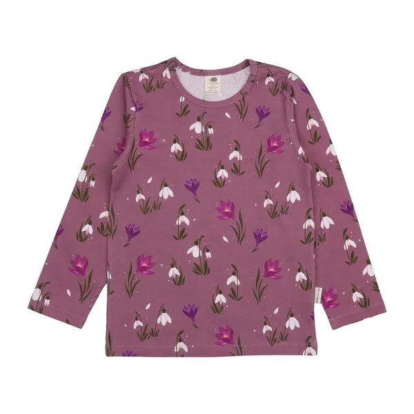 Walkiddy Kinder Langarmshirt The Snowdrops Bio-Baumwolle – GOTS-zertifiziertes Walkiddy Shirt mit Blumen-Print, weich, sanft & perfekt für jede Jahreszeit, Lila, – Produktbild 1 von 3